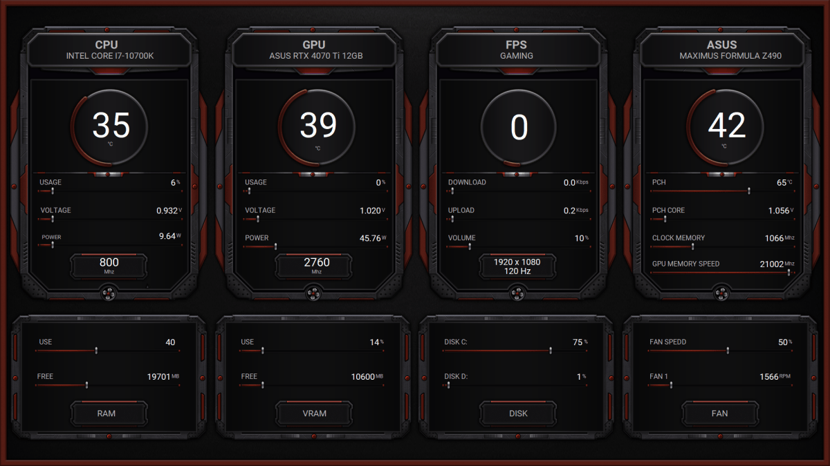 AIDA64 Skin Scarlet Red HUD 1920x1080 - AIDA Skins | AIDA Skins