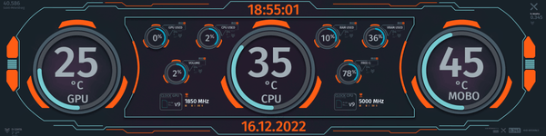 AIDA64 Skin Sci-fi HUD 1920x480 - AIDA Skins