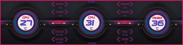 AIDA64 Skin Tech HUD 1920x480 - AIDA Skins