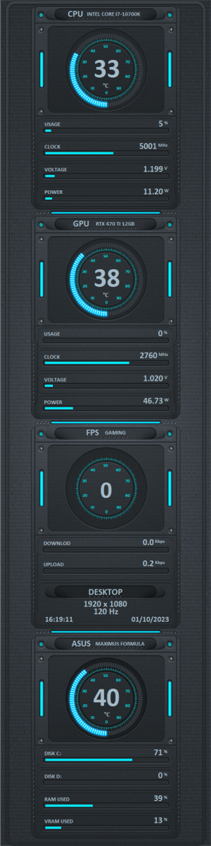 AIDA64 Skin Tron HUD 480x1920 - AIDA Skins | AIDA Skins